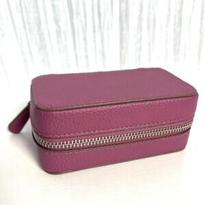 Trish McEvoy Purple Pebbled Leather Cosmetic Case Travel Makeup Planner Bag
